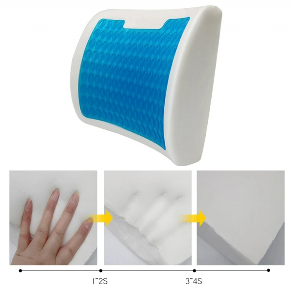 Cooling Gel Memory Foam Visco Slow Rebound Sponge Foam Cushion Cover Back Support Lumbar Pillow